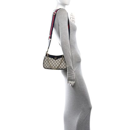 Gucci GG Supreme Monogram Textured Dollar Calfskin Web Small Ophidia GG Handbag Beige Blue 2 of 11