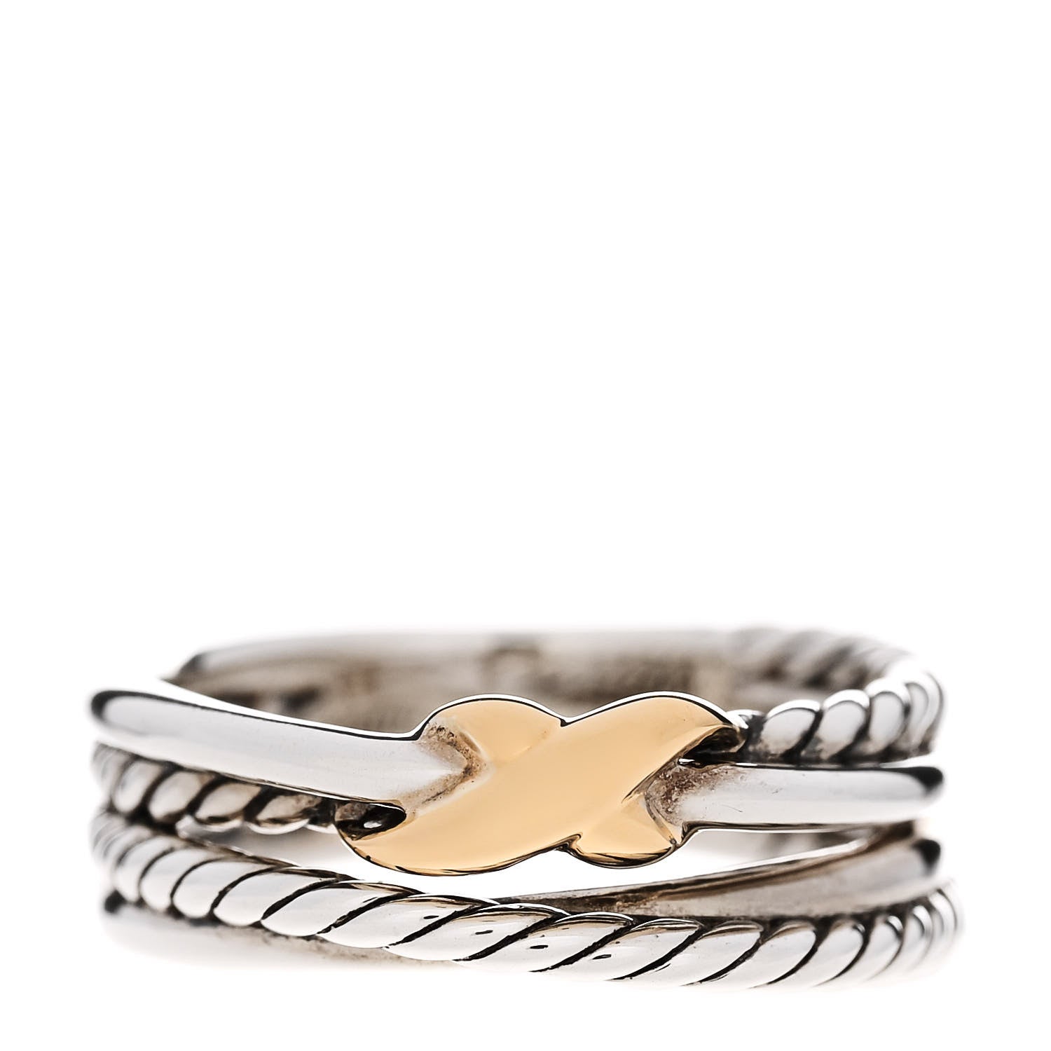 David Yurman Sterling Silver 18K Yellow Gold 6mm X Crossover Ring 50 5.5 1 of 4