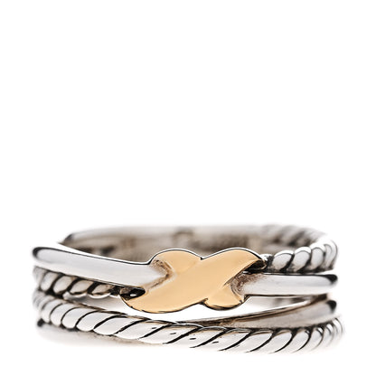 David Yurman Sterling Silver 18K Yellow Gold 6mm X Crossover Ring 50 5.5 1 of 4