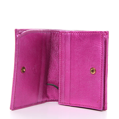 Gucci Metallic Calfskin Matelasse Crystal GG Marmont Wallet Fuchsia 4 of 8