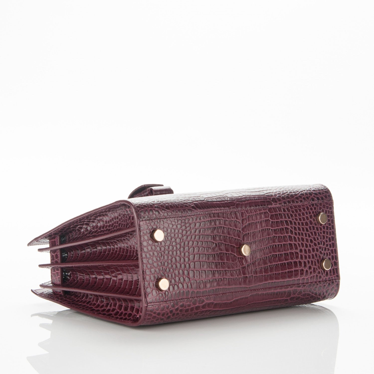 Saint Laurent Calfskin Crocodile Embossed Baby Sac De Jour Bordeaux 4 of 7