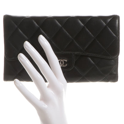 Chanel Lambskin Quilted Large Flap Wallet Black 2 of 8