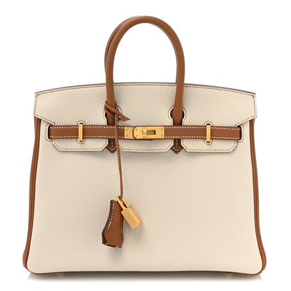 Hermes Togo Horseshoe Birkin 25 Craie Gold 1 of 9