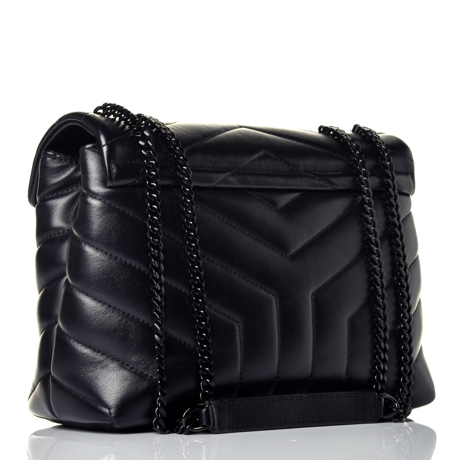 Saint Laurent Calfskin Y Quilted Monogram Small Loulou Chain Satchel Black 3 of 8