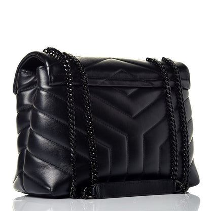 Saint Laurent Calfskin Y Quilted Monogram Small Loulou Chain Satchel Black 3 of 8