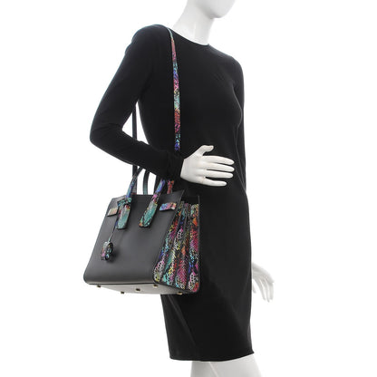 Saint Laurent Calfskin Embossed Python Small Sac De Jour Black Multicolor 3 of 13