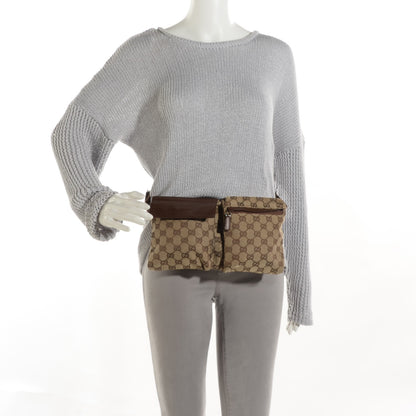 Gucci GG Monogram Web Double Pocket Belt Bag Brown 2 of 7