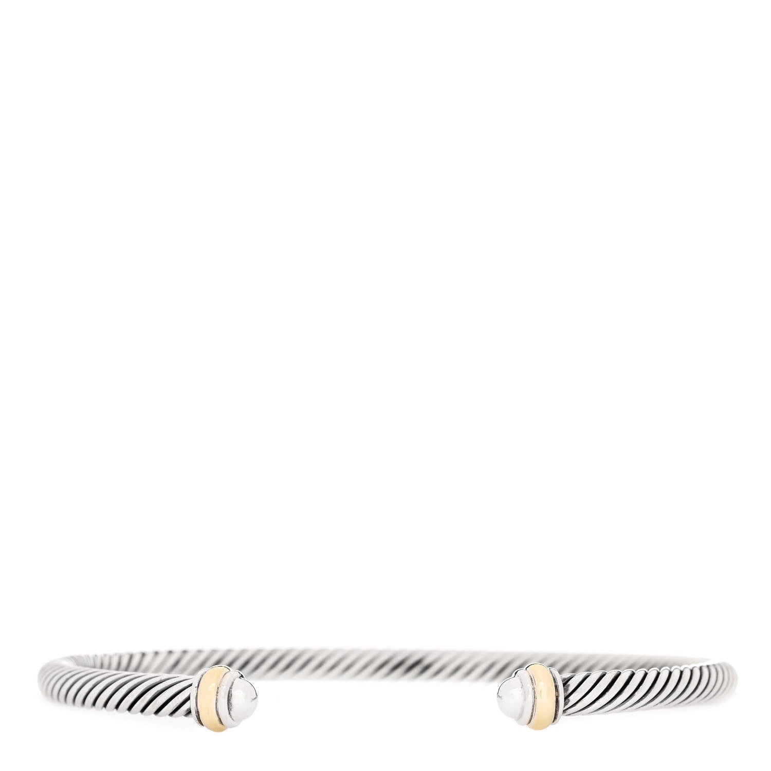 David Yurman Sterling Silver 18K Yellow Gold 4mm Cable Classics Bracelet 1 of 4