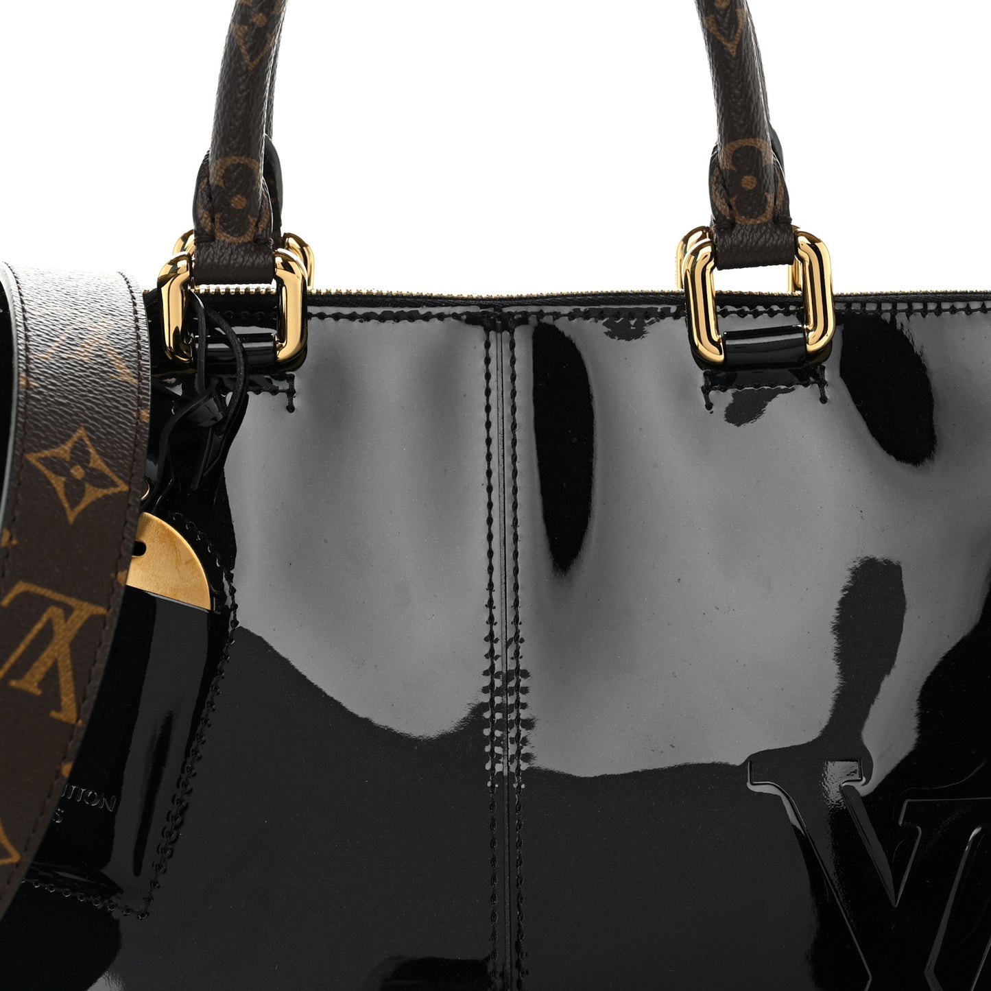 Patent Calfskin Miroir Tote Black