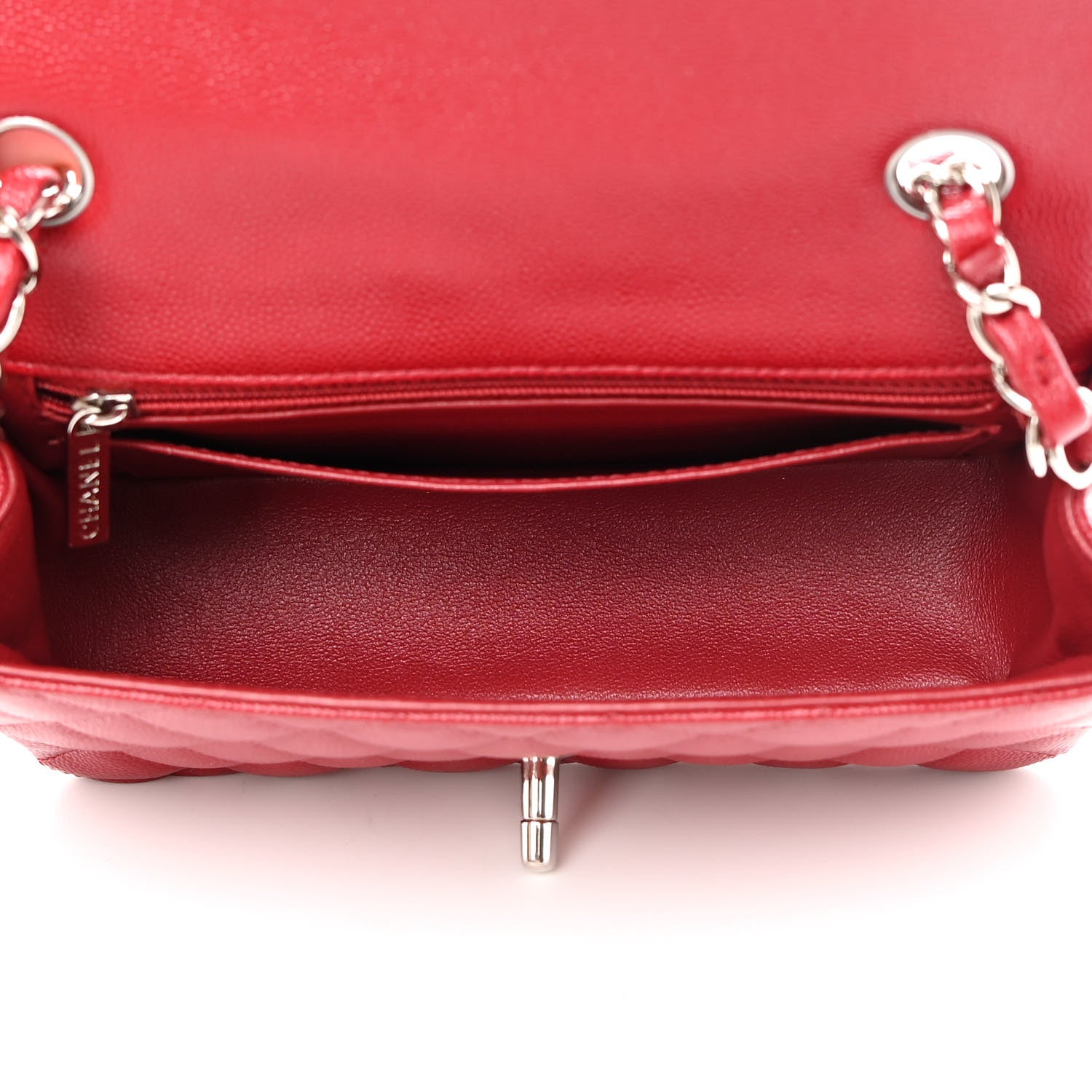 Chanel Caviar Quilted Mini Rectangular Flap Red 5 of 12