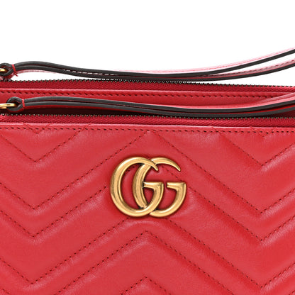 Gucci Calfskin Matelasse Small GG Marmont Double Zip Shoulder Bag Hibiscus Red 8 of 10
