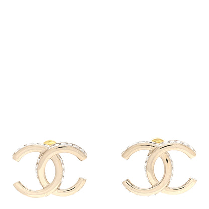 Chanel Metal Baguette Crystal CC Earrings Gold 1 of 5