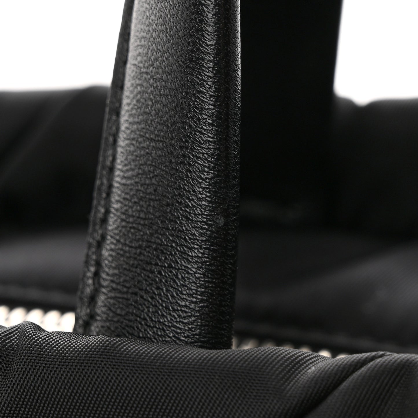 Re-Nylon Nappa Triangle Quilted Padded Double Handled Zip Pocket Tote Black