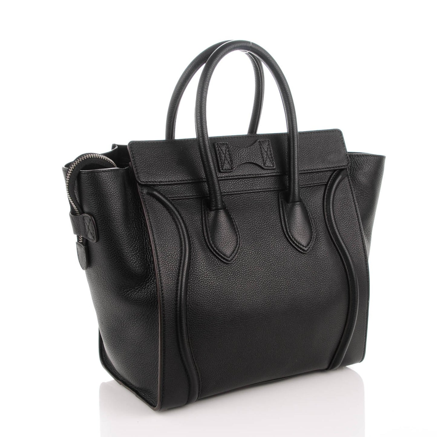 Drummed Calfskin Mini Luggage Black