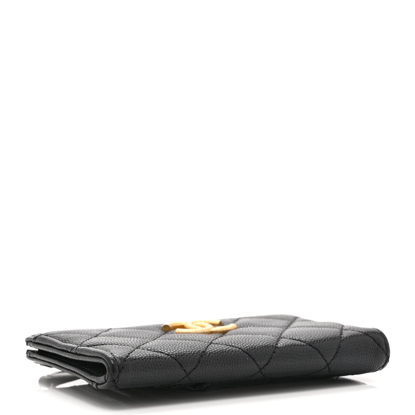 Caviar Quilted CC Zip Around Card Holder Black
