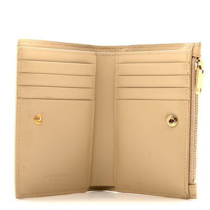 Saint Laurent SAINT LAURENT Calfskin Monogram Bi-Fold Zipped Wallet Nude Powder 5 of 11