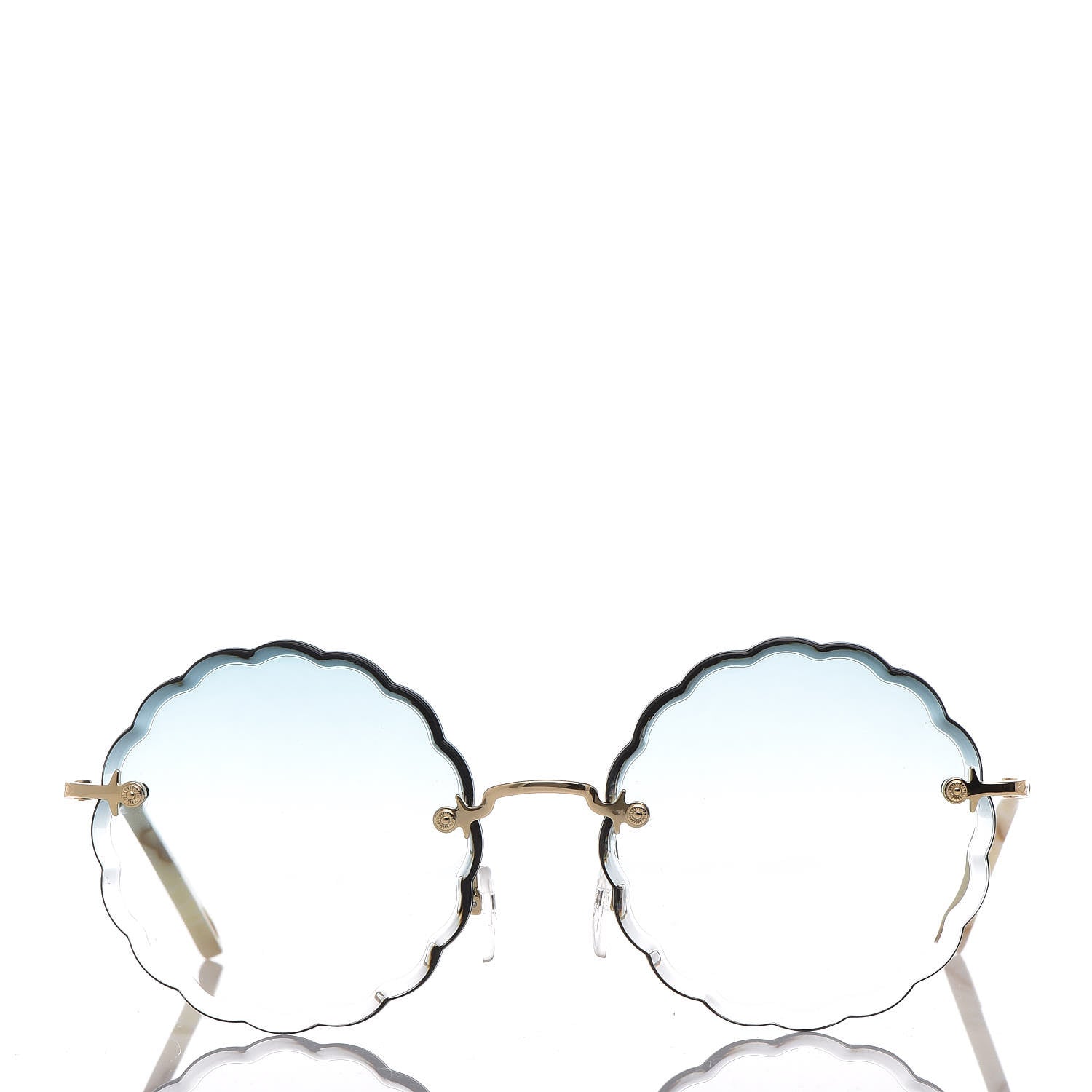 Chloe Rosie Bevelled Round Sunglasses CE142S Gold Gradient Blue 3 of 7