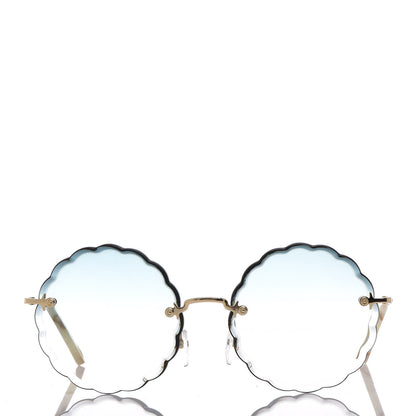 Chloe Rosie Bevelled Round Sunglasses CE142S Gold Gradient Blue 3 of 7