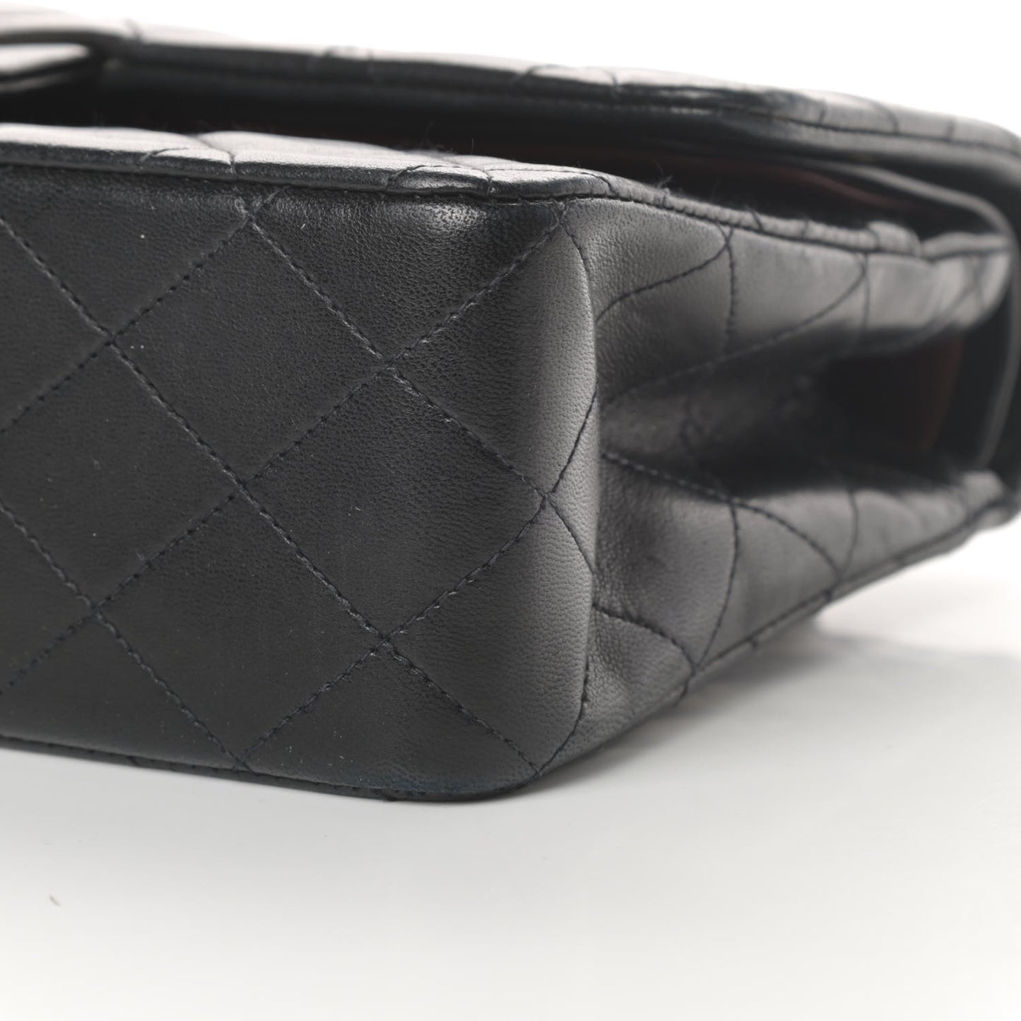 Lambskin Quilted Medium Double Flap Black