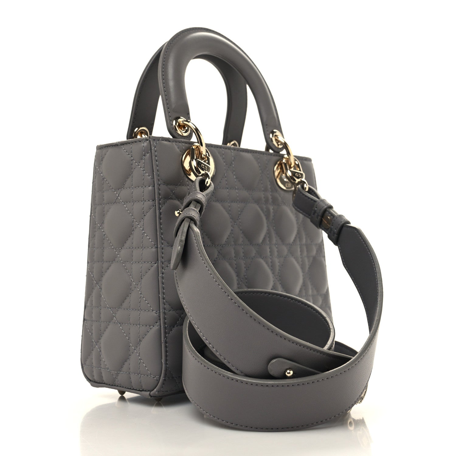 Christian Dior Lambskin Cannage Small My ABCDior Lady Dior Grey 3 of 11