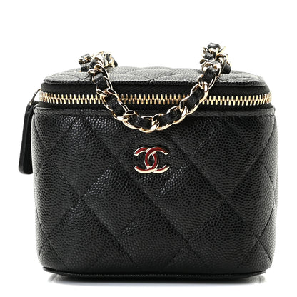 Chanel Caviar Quilted Mini Vanity Case With Chain Black 1 of 8