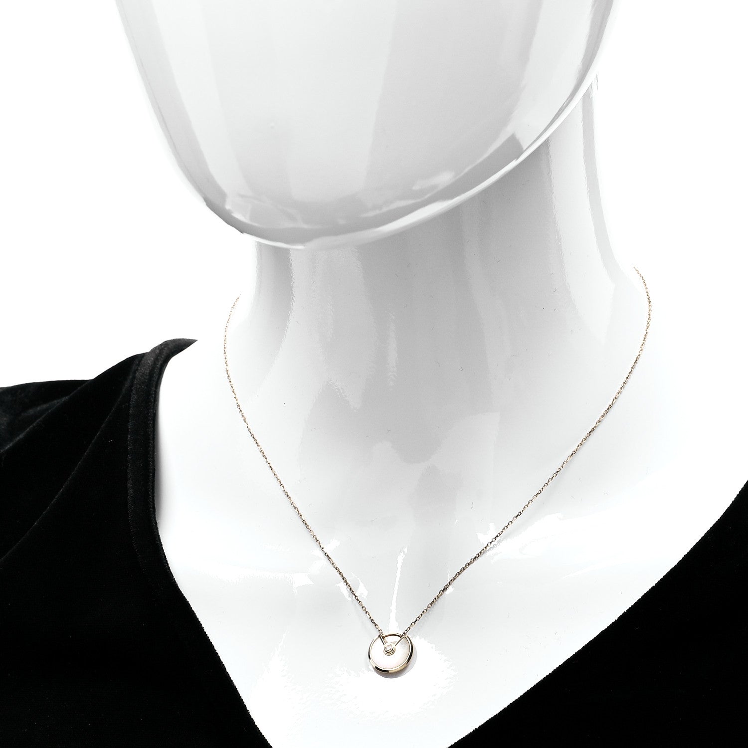 Cartier 18K Yellow Gold Diamond Mother of Pearl XS Amulette de Cartier Pendant Necklace 2 of 5