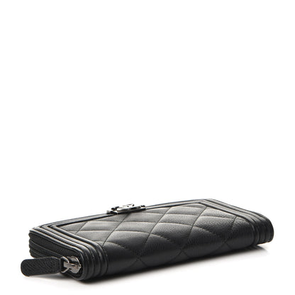 Chanel Calfskin Quilted Small Boy Zip Around Wallet Black 4 of 9