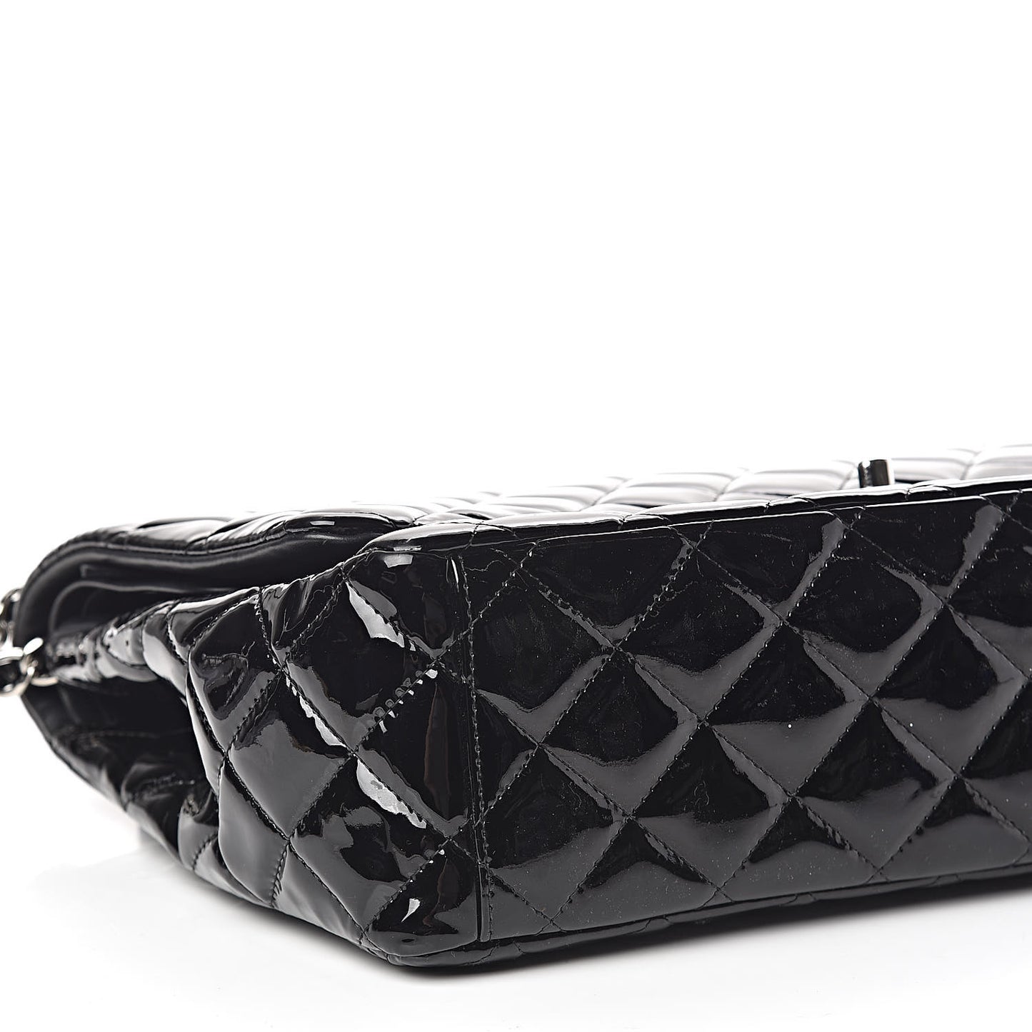 Patent Quilted Maxi Double Flap Black