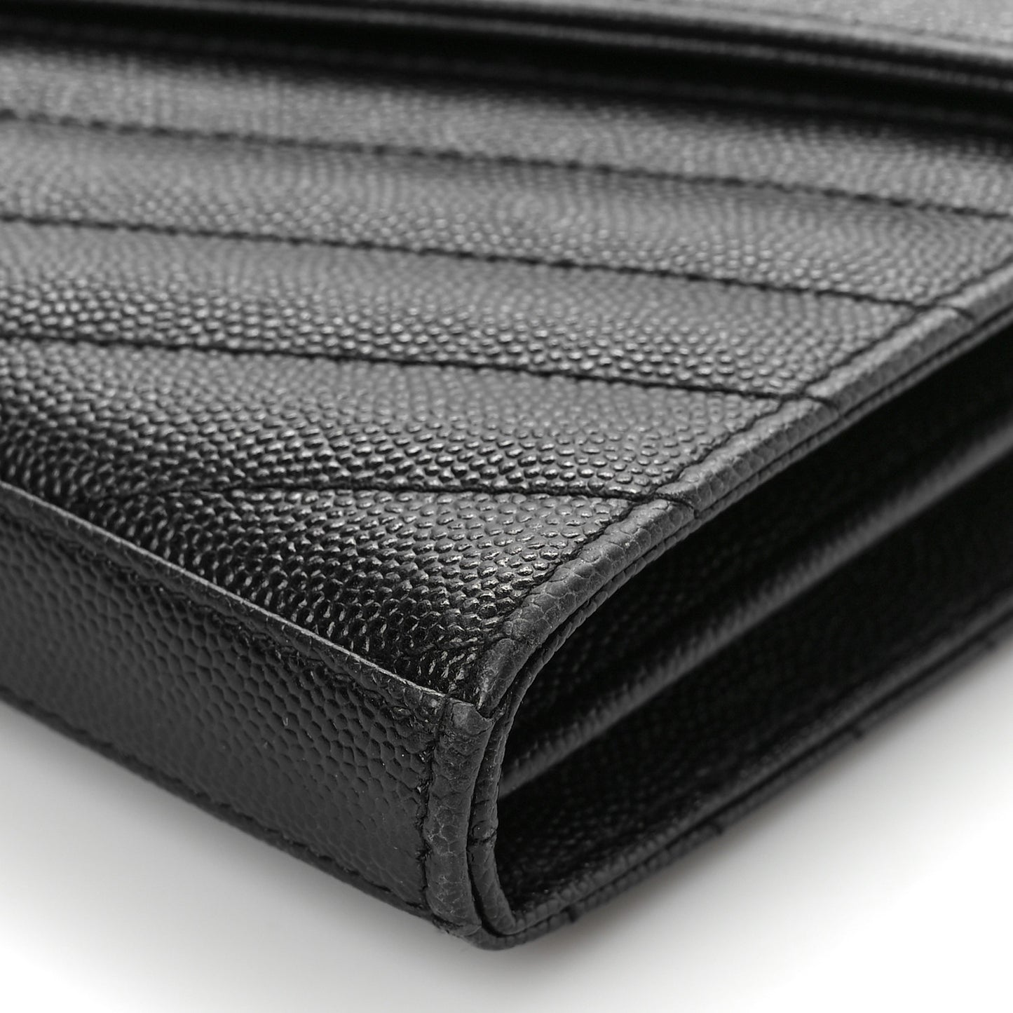 Grain De Poudre Matelasse Chevron Monogram Chain Wallet Black