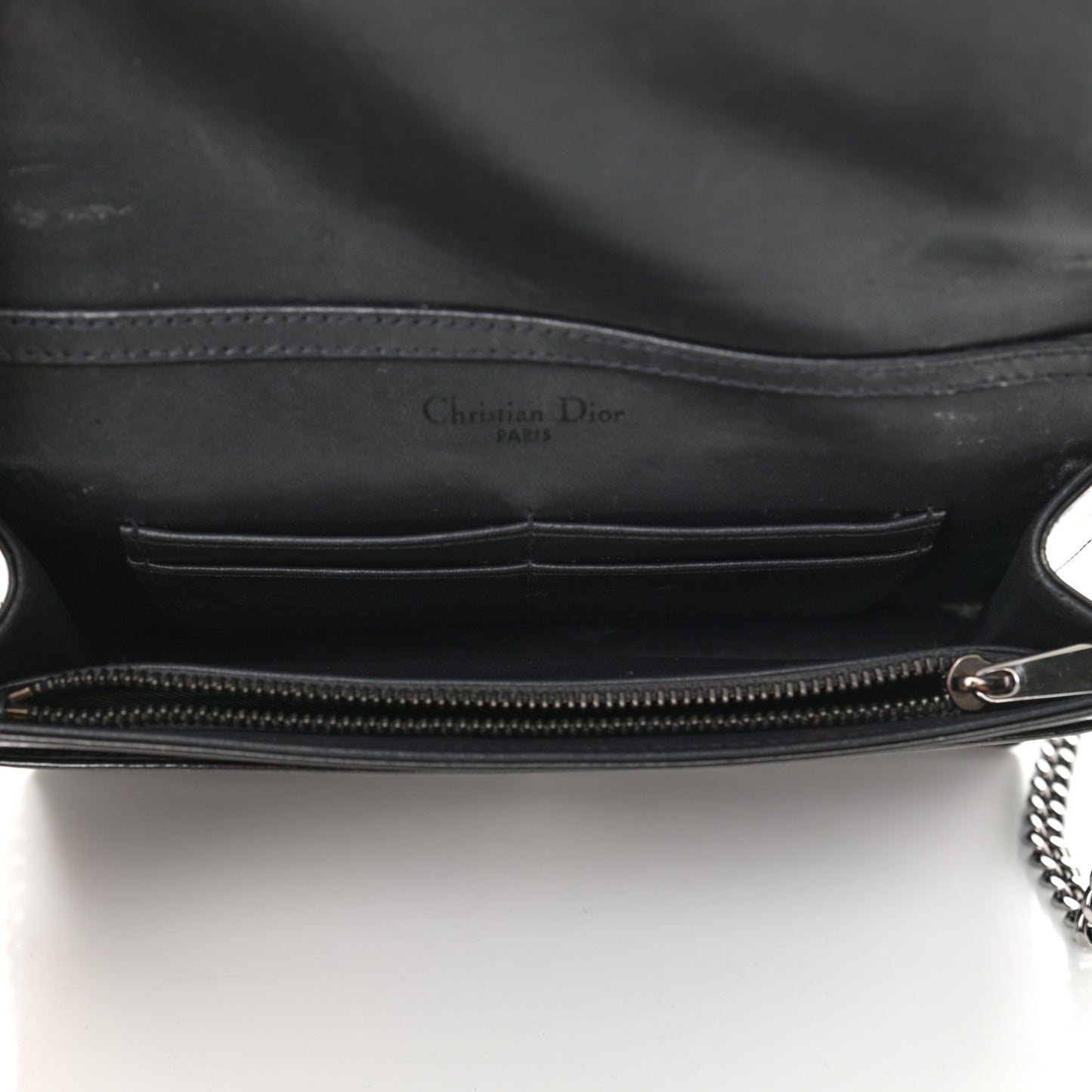 Metallic Patent Micro-Cannage Small Diorama Flap Bag Onyx Black