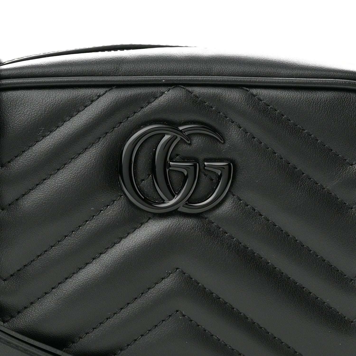 Gucci Calfskin Matelasse Monochrome Mini GG Marmont Chain Shoulder Bag Black 7 of 10