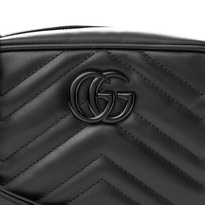 Gucci Calfskin Matelasse Monochrome Mini GG Marmont Chain Shoulder Bag Black 7 of 10