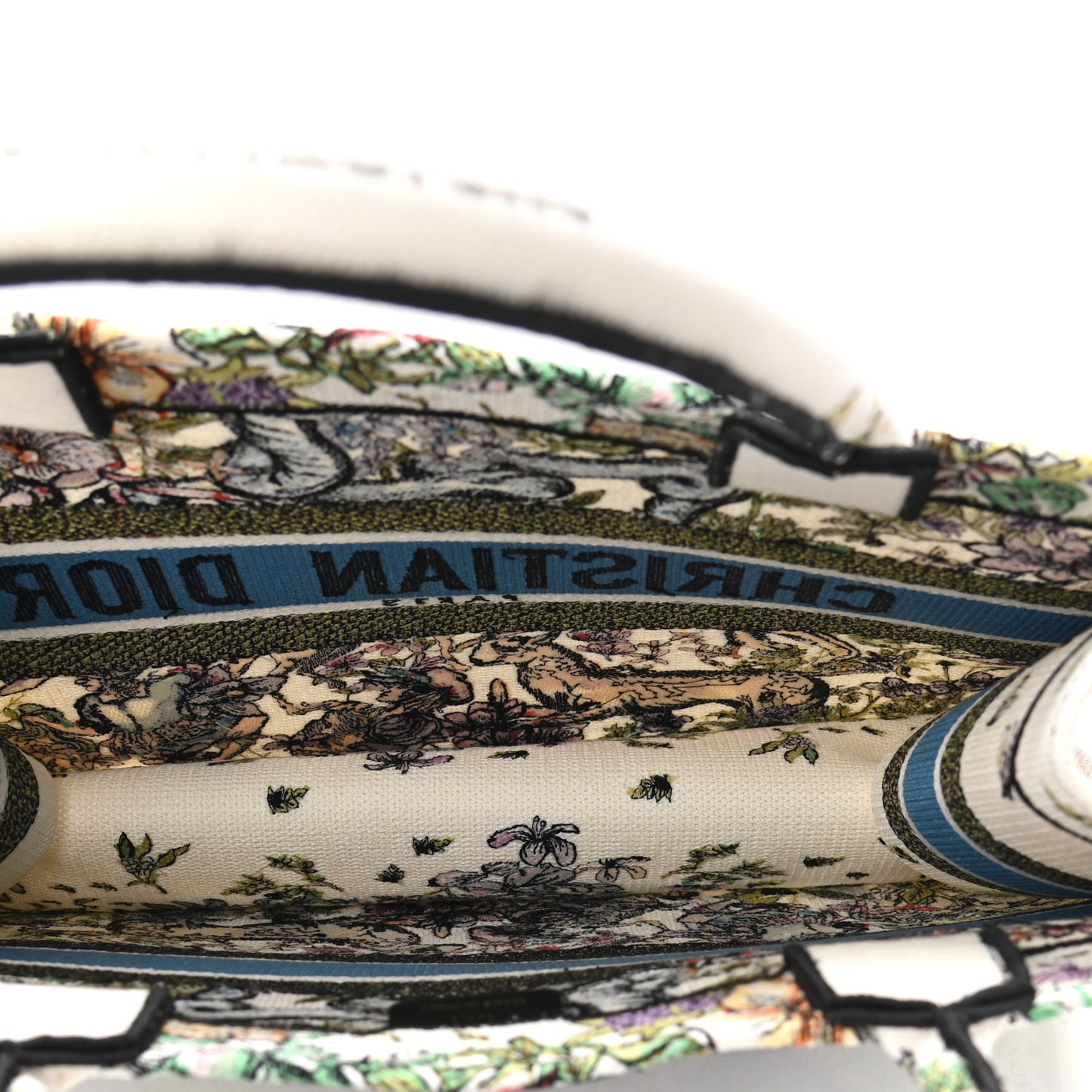 Canvas Embroidered Medium D-Constellation Book Tote Latte Multicolor