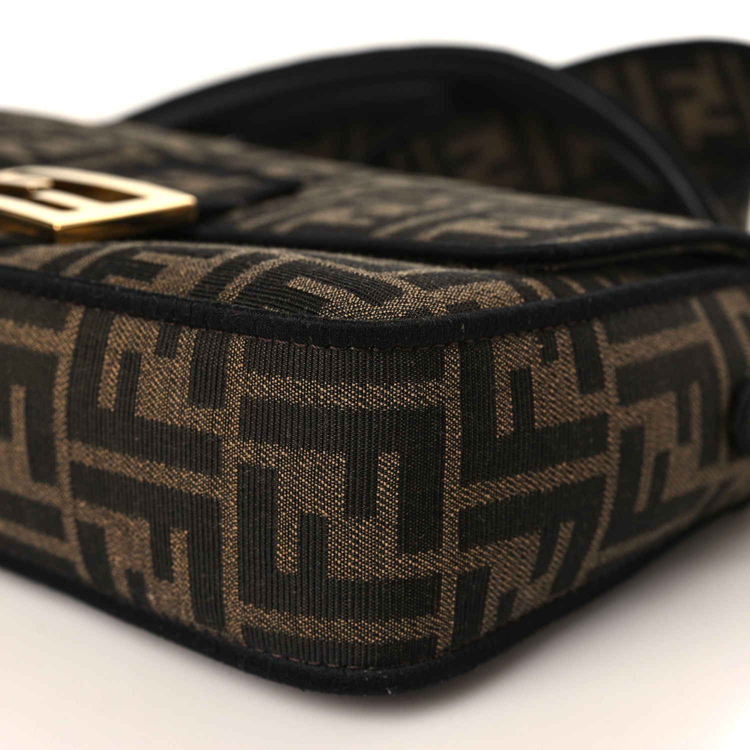 Fendi Fabric Jacquard FF 1974 Medium Baguette Tobacco Moro Black 9 of 10