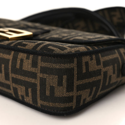 Fendi Fabric Jacquard FF 1974 Medium Baguette Tobacco Moro Black 9 of 10