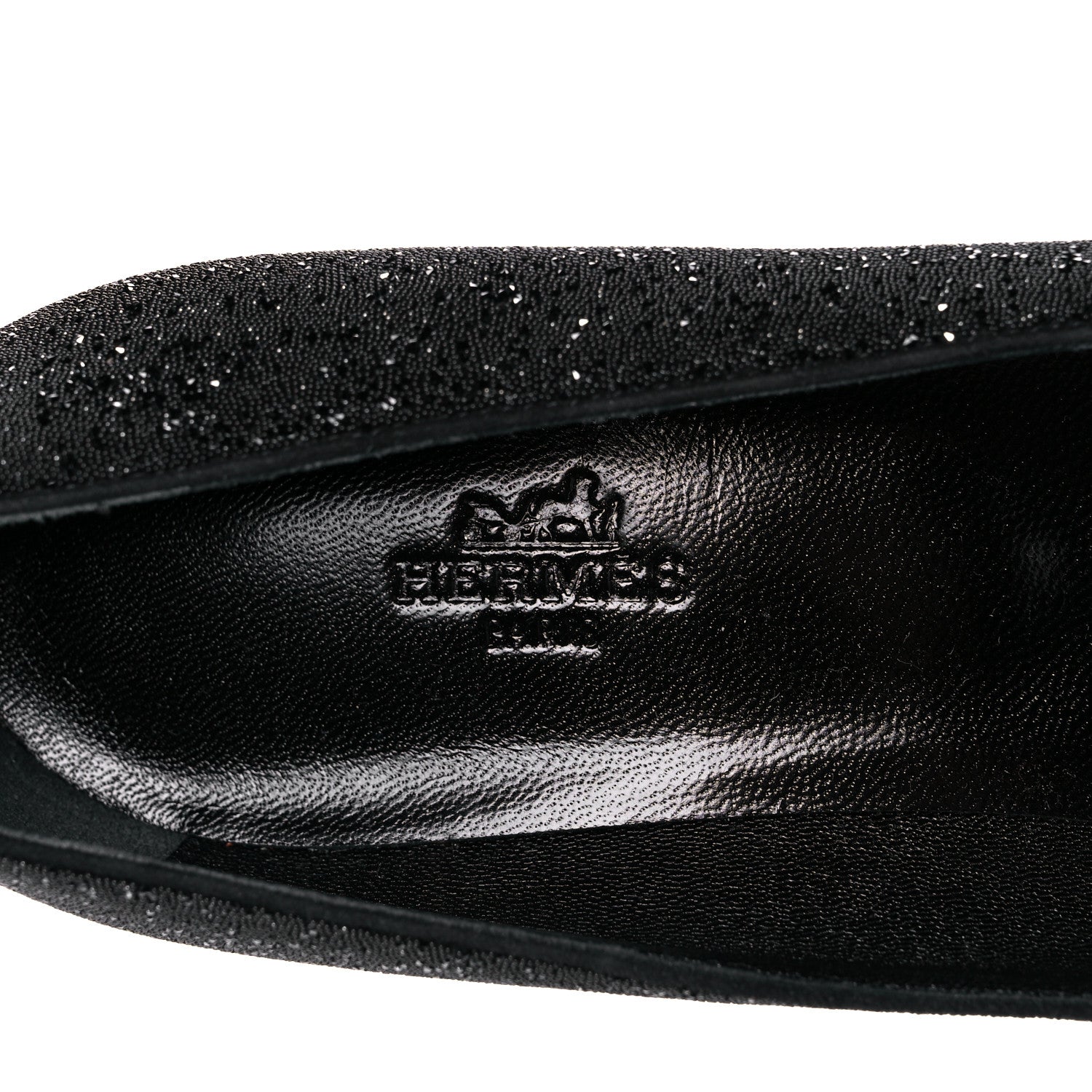 Hermes Suede Goatskin Crystal Powder Pumps 38.5 Black 7 of 10