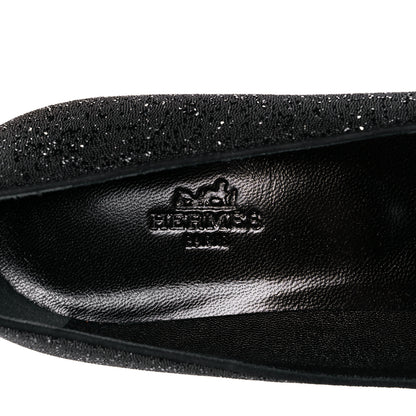 Hermes Suede Goatskin Crystal Powder Pumps 38.5 Black 7 of 10