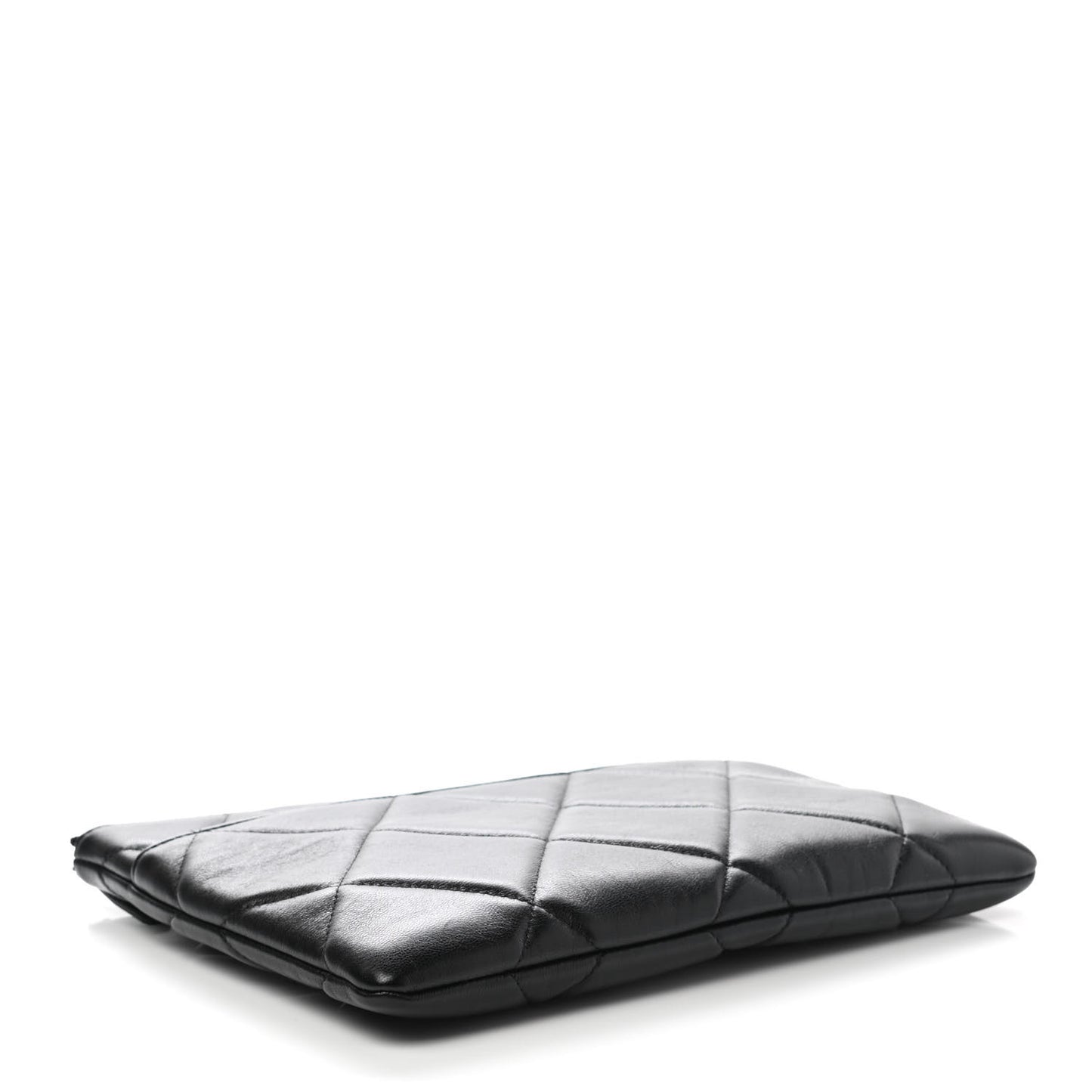 Goatskin Quilted Chanel 19 Pouch Black