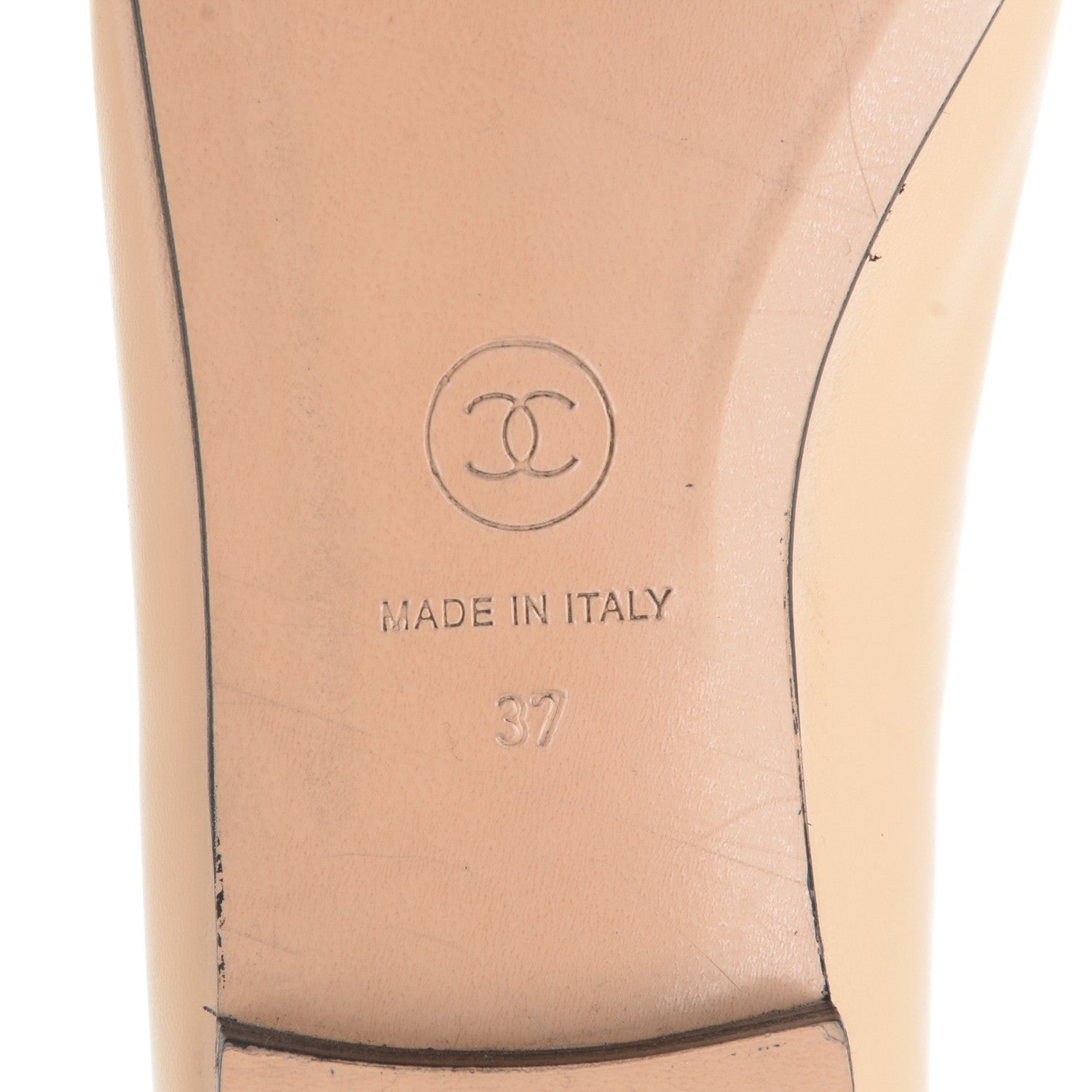 Chanel Lambskin Cap Toe Ballerina Flats 37 Beige Black 6 of 10