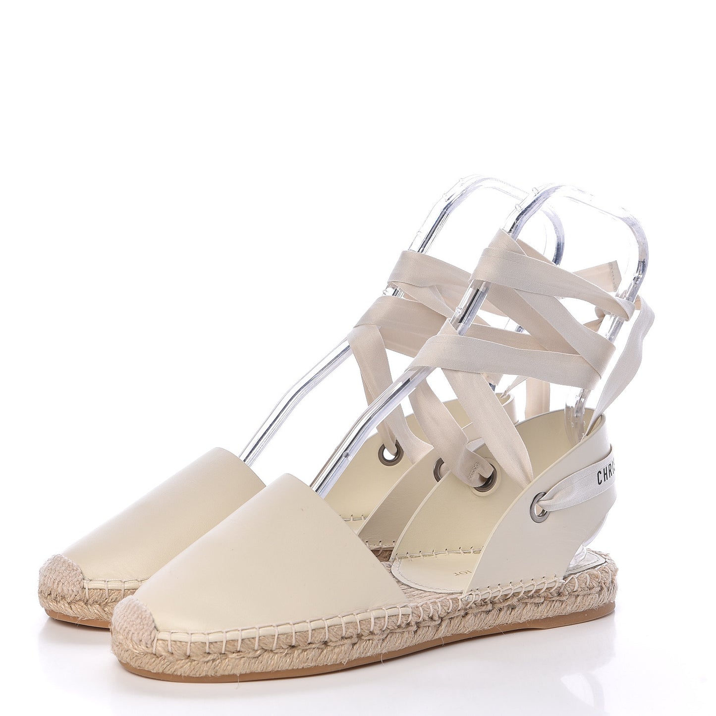 Calfskin Nicely-D Ankle Tie Espadrilles Flats 39 Off White