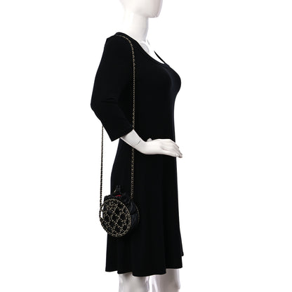 Chanel Lambskin Quilted Round Caged Chain Around Crossbody Black 2 of 10