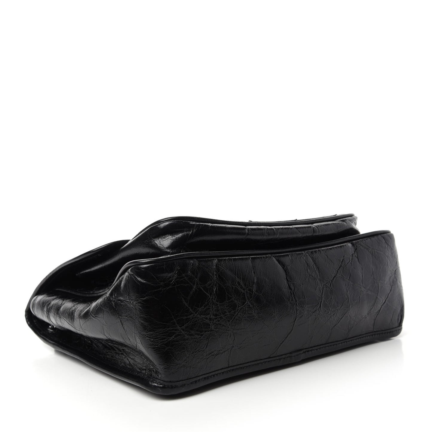 Crinkled Calfskin Matelasse Monogram Medium Niki Chain Satchel Black