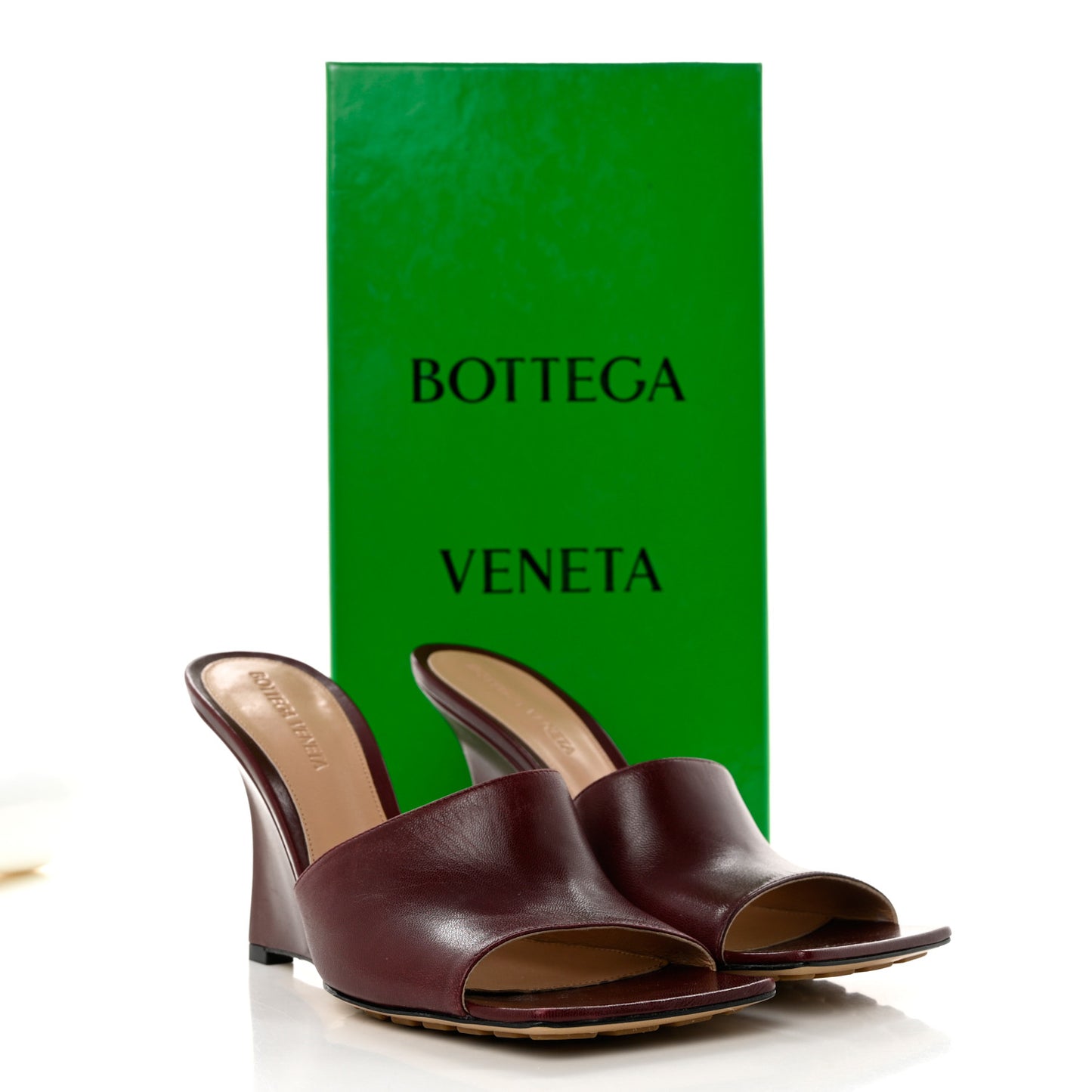 Lambskin Stretch Wedge 90mm Sandals 37 Brown
