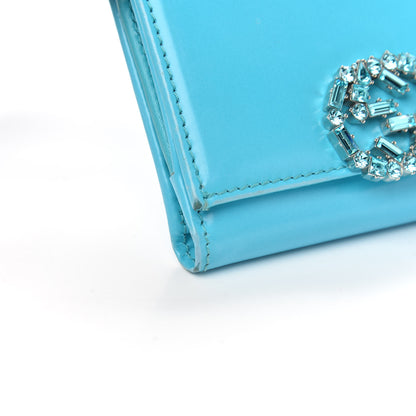 Gucci Shade Lux Calfskin Swarovski Crystal Mini GG Sparkling French Flap Wallet Turquoise 8 of 12