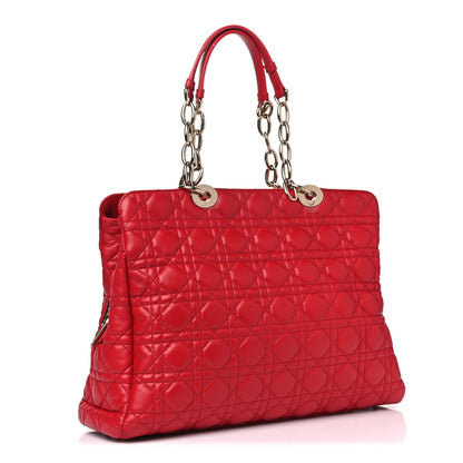 Christian Dior Lambskin Cannage Large Dior Soft Shopping Tote Red 2 of 14