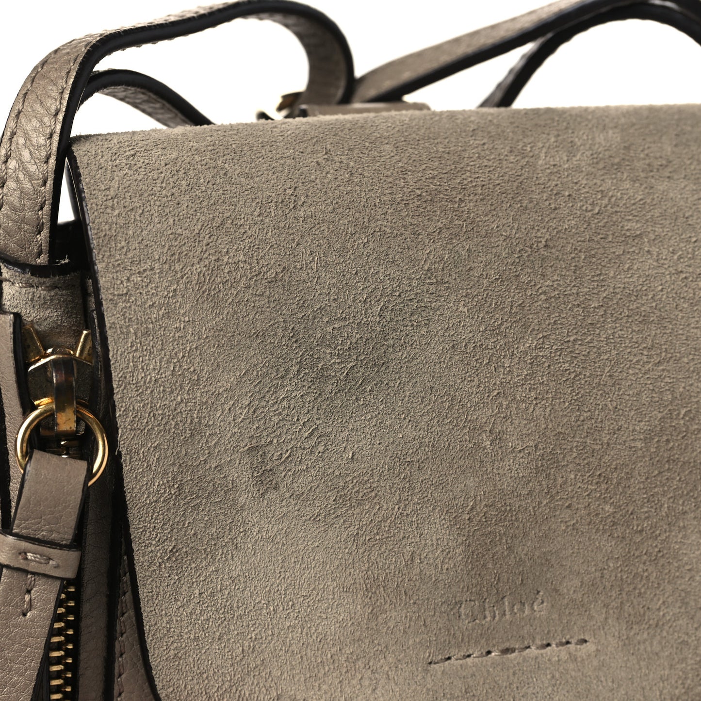 Suede Calfskin Mini Faye Backpack Motty Grey
