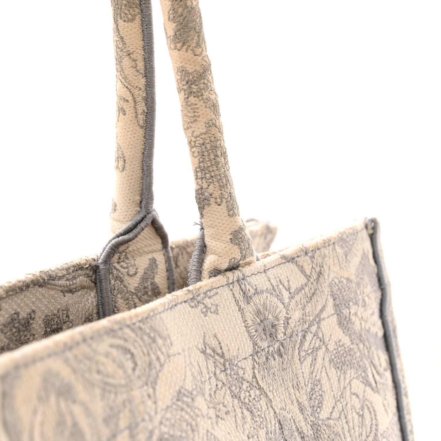 Christian Dior Canvas Embroidered Medium Dioriviera Toile De Jouy Book Tote Gray 17 of 18