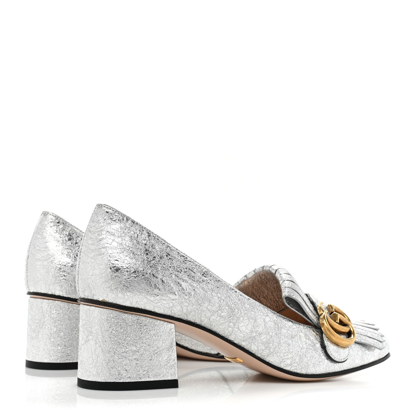Galassia GG Marmont Fringe 50mm Loafer Pumps 39 Argento