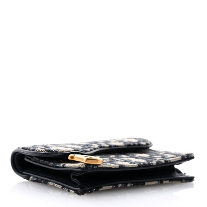 Christian Dior Oblique Saddle Card Holder Blue 4 of 9