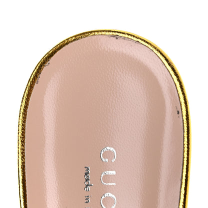 Gucci Metallic Nappa Crawford Knot Mid Heel Slide Sandals 39.5 Gold 9 of 9